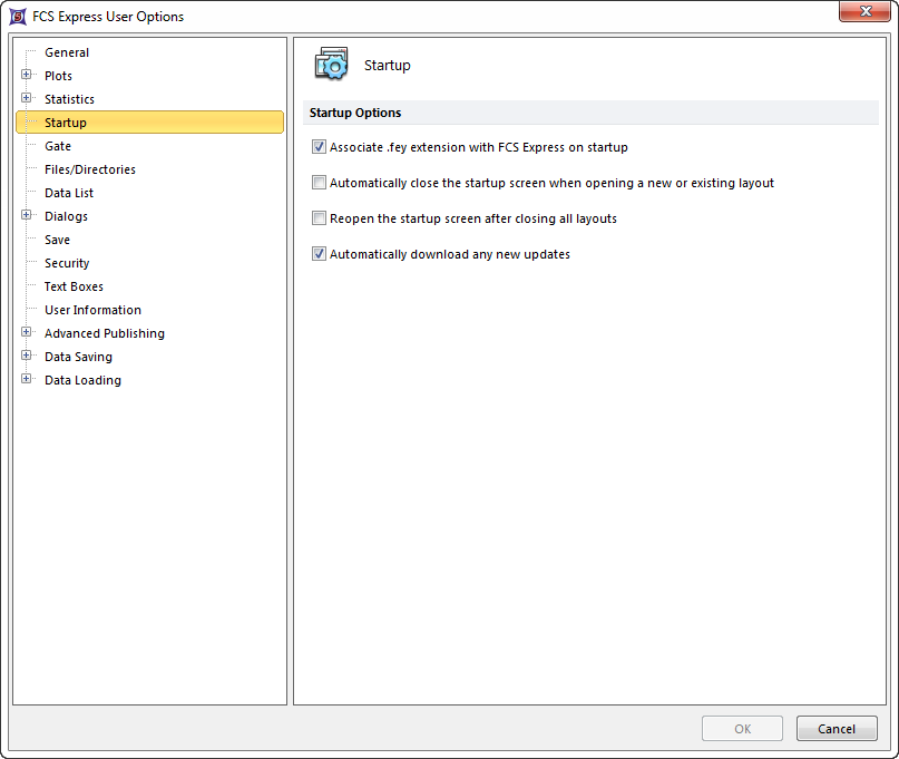 Figure 8.24 Startup screen options