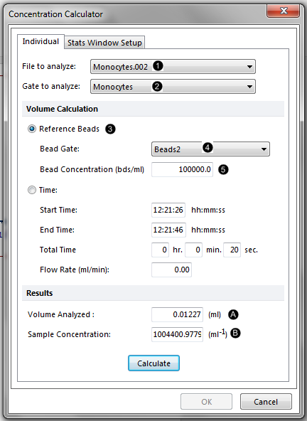 Figure T22.3 Concentration Calculator Dialog Using Beads Figure T22.3 Concentration Calculator Dialog Using Beads