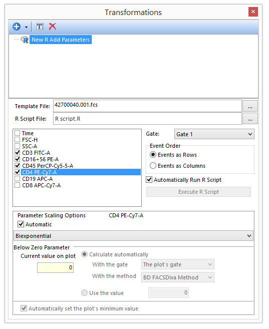 Figure 29.46. The transformation window with a fully set New R Add Parameter transformation.