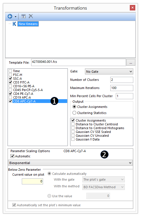 Figure 29.30 - Choosing the parameters to perform k-means cluster analysis. 