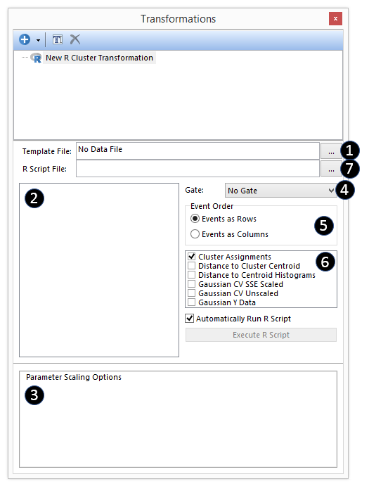 Figure 29.52. The transformation windows populated with a New R Cluster Transformation.