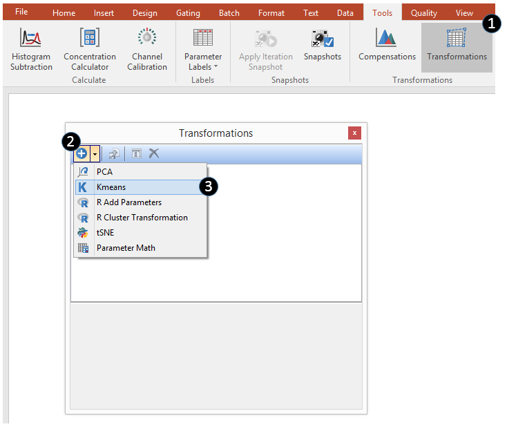 (Figure 29.27) - A Kmeans transformation can be created via the Transformations navigator.