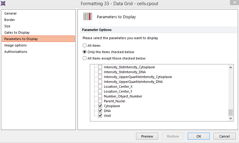 Figure T28.47 Configuring Parameters to Display