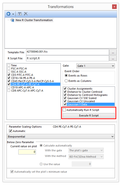 Figure 29.54 Unchecking the Automatically Run R Script box will allow the user to run the R script  manually only when required.