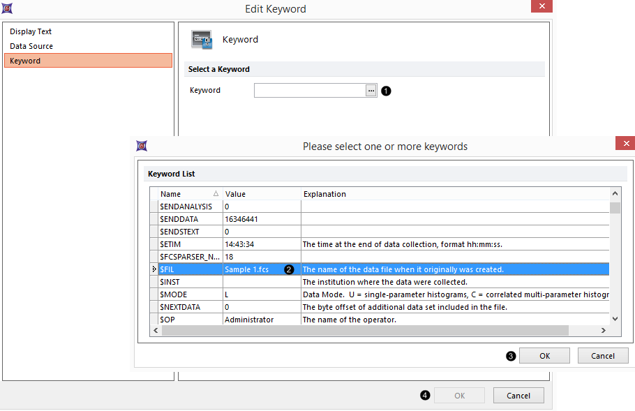 Figure T29.44  Selecting a specific keyword token