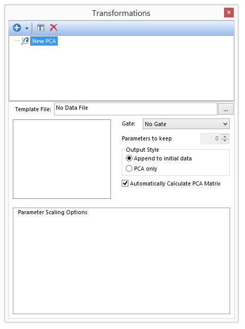 Figure 29.17 The PCA dialog in the Transformations window