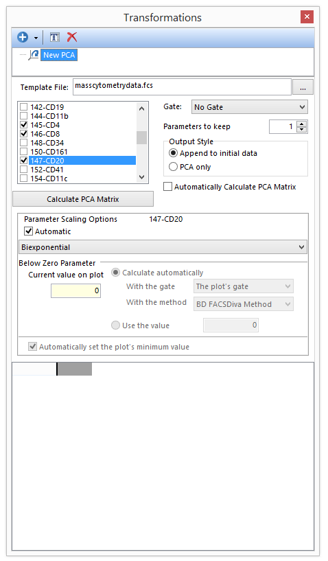 Figure 29.21 Unchecking the Automatically Calculate PCA Matrix box will defer calculating the PCA matrix.