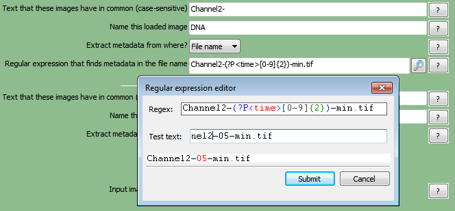 Figure T24.14  Setting Up a Regular Expression in the LoadImages Module