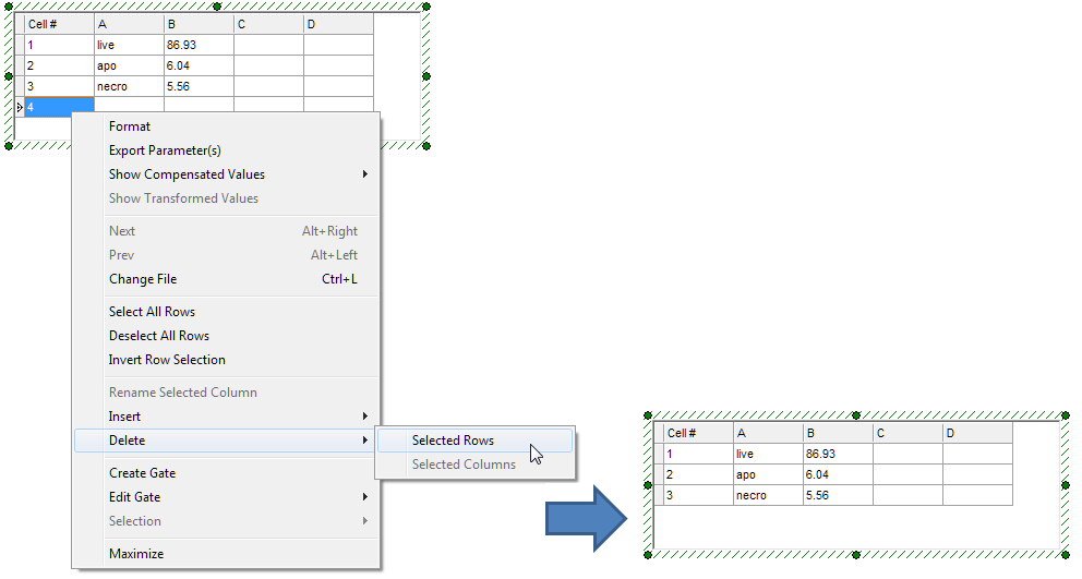 Figure 7.  Deleting an empty row from the Custom Data Grid