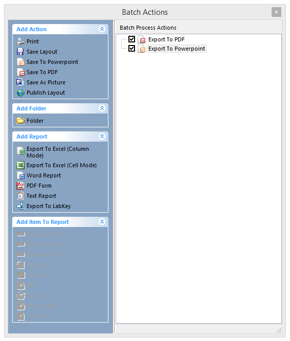 Figure T18.34  Batch Actions Window
