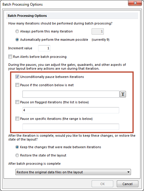 Figure 20.41 Enabling Batch Processing Pause Options.
