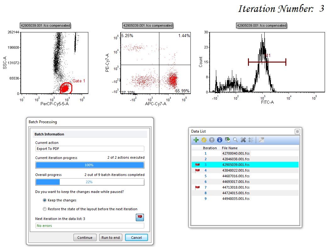 Figure 20.38 Batch Processing Paused on Flagged Iteration for further review.