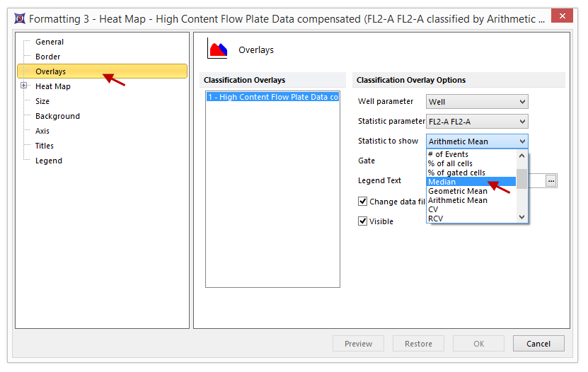 Figure T18.9  Changing the Statistic to Show in the Heat Map
