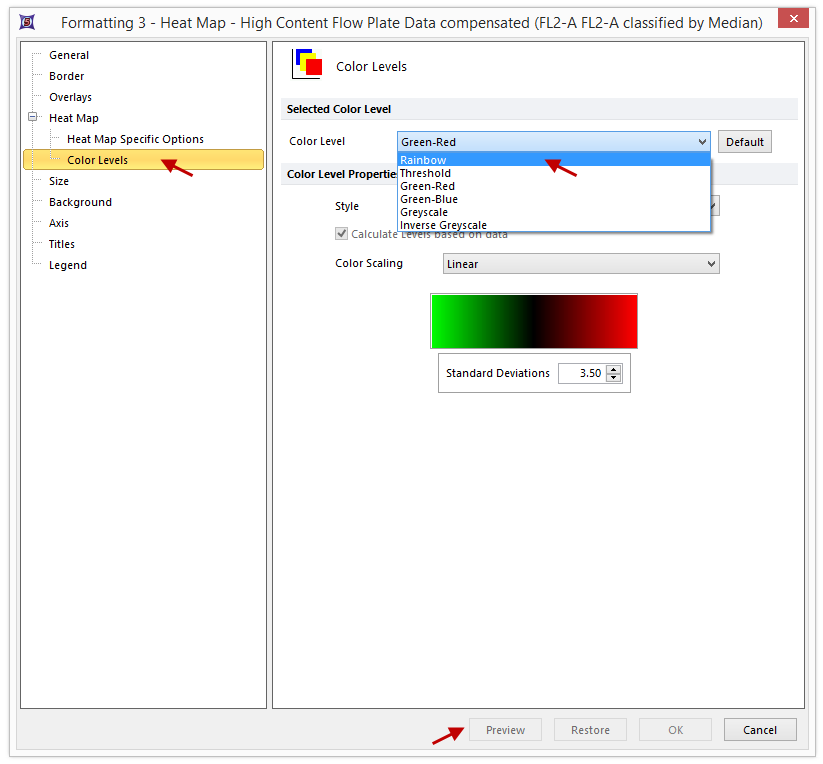 Figure T18.11  Changing the Color Level of a Heat Map