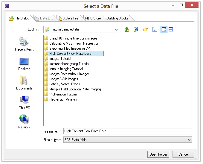 Figure T18.2  - Choosing the High Content Flow Plate Data Folder