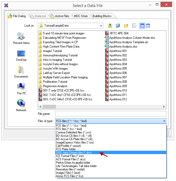Figure T18.17  Choosing DNS Data Stream Files
