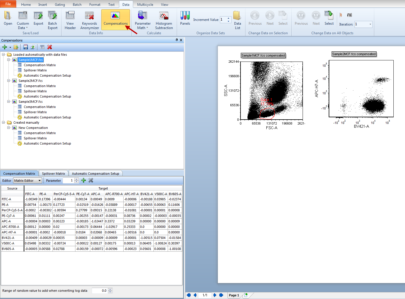 Figure 16.1  Compensations Navigator showing compensations available in the layout.
