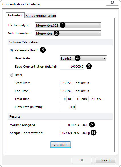 Figure T22.3  Concentration Calculator Dialog Using Beads
