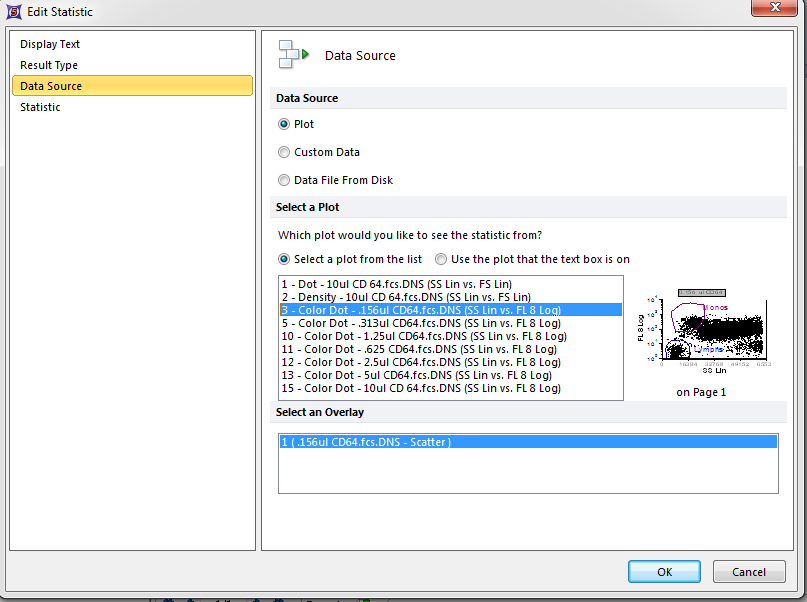 Figure T17.9  Create Statistic Dialog -- Data Source