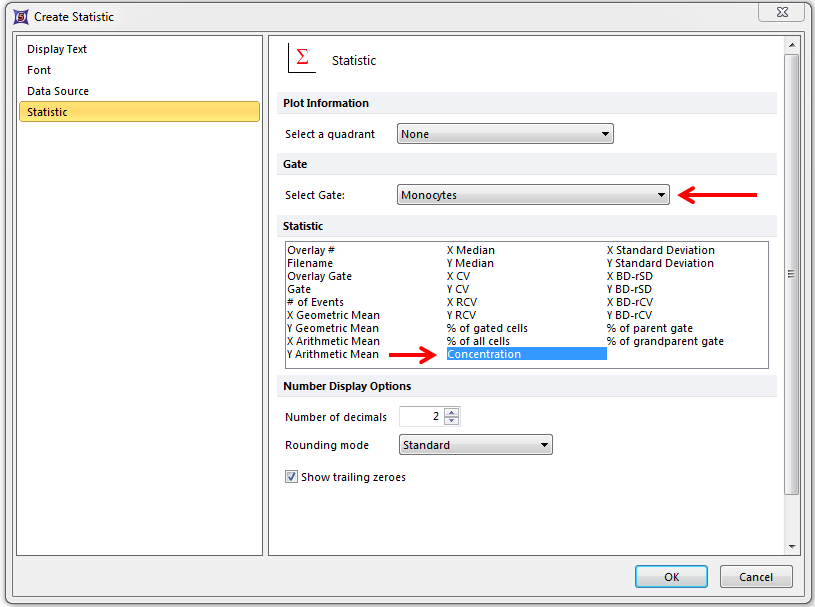Figure T22.16  Selecting Concentration as the Statistic Token