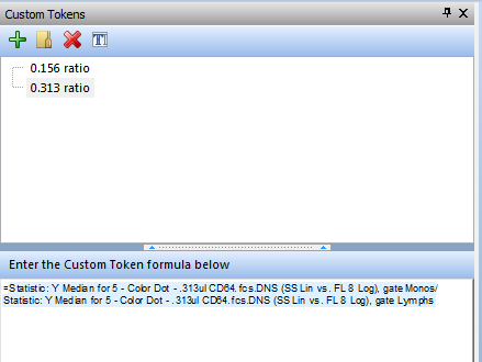 Figure T17.15  Custom Token Definitions for the First Two CD64 Concentrations