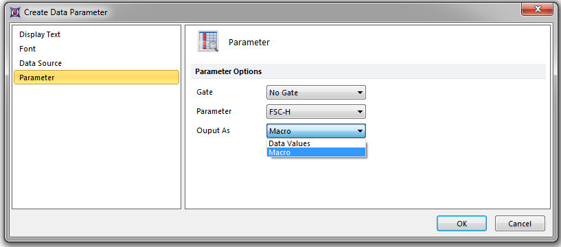 Figure 19.23 Create Data Parameter token dialog.