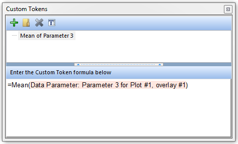 Figure 19.21 A Data Parameter token for Parameter 3 of plot 1 being used in a custom token formula to calculate the Mean of Parameter 3.