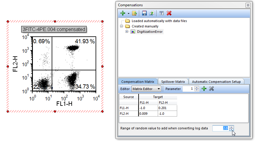 Figure T8.32 - Changing the Range of random value to add when converting log data to 2.0.
