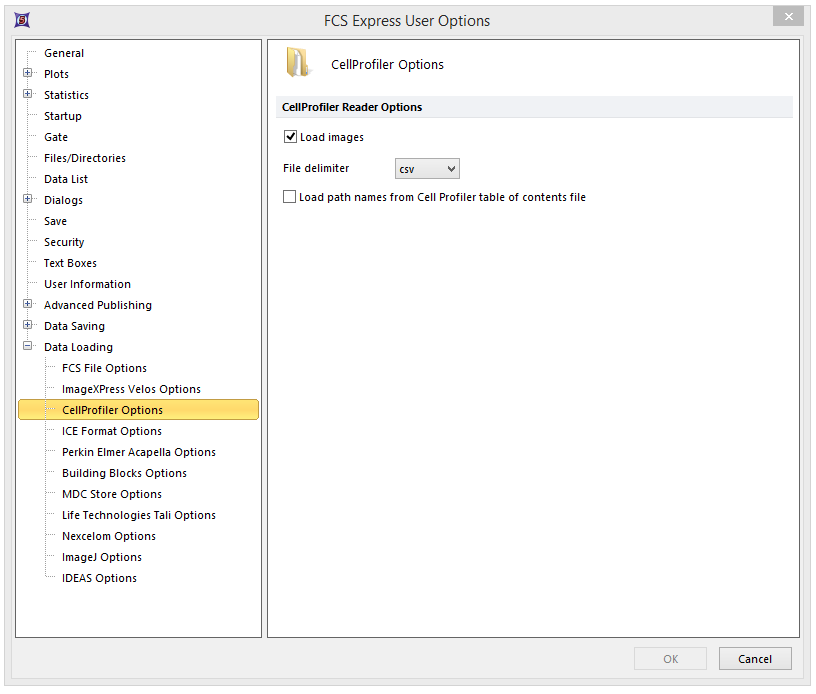 Figure T24.7  CellProfiler Data Loading Options for a 96 Well Plate Experiment with Images