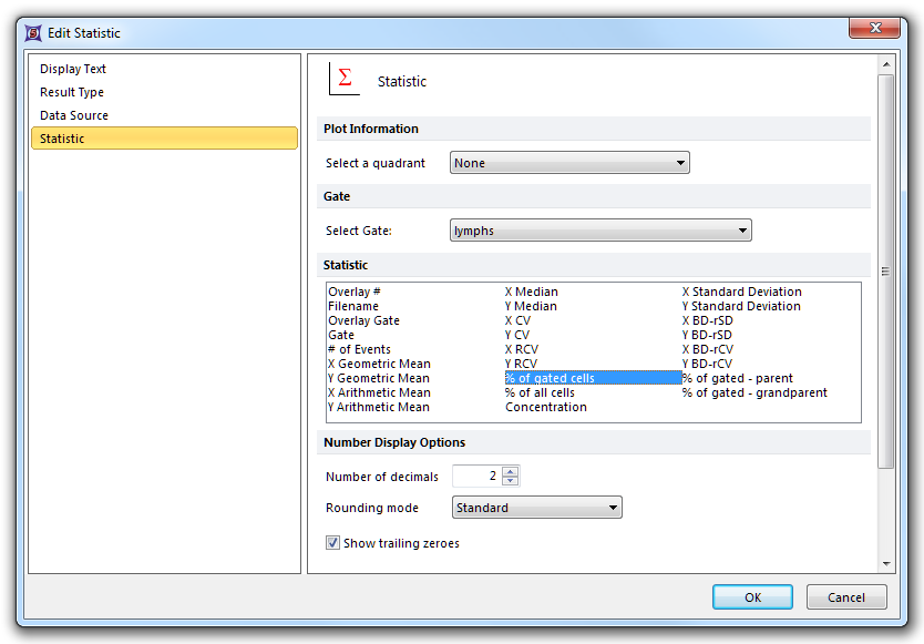 Figure 11.24 Edit Statistic dialog appearing after dragging a gate to a Bar Plot