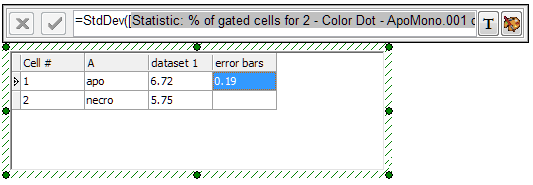 Figure 38.  Completed array formula within the Custom Data Grid and its result displayed in the selected Cell