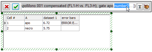 Figure 36.  Double-clicking on a component of an array formula to replace it with a token