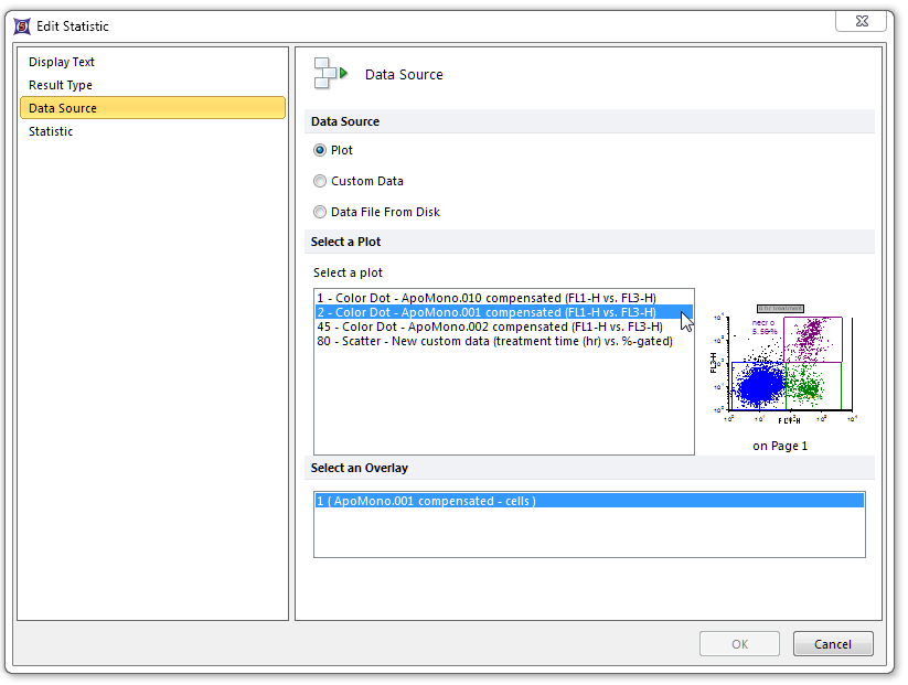 Figure 34.  Choosing the Data Source of a token for insertion in the Custom Data Grid
