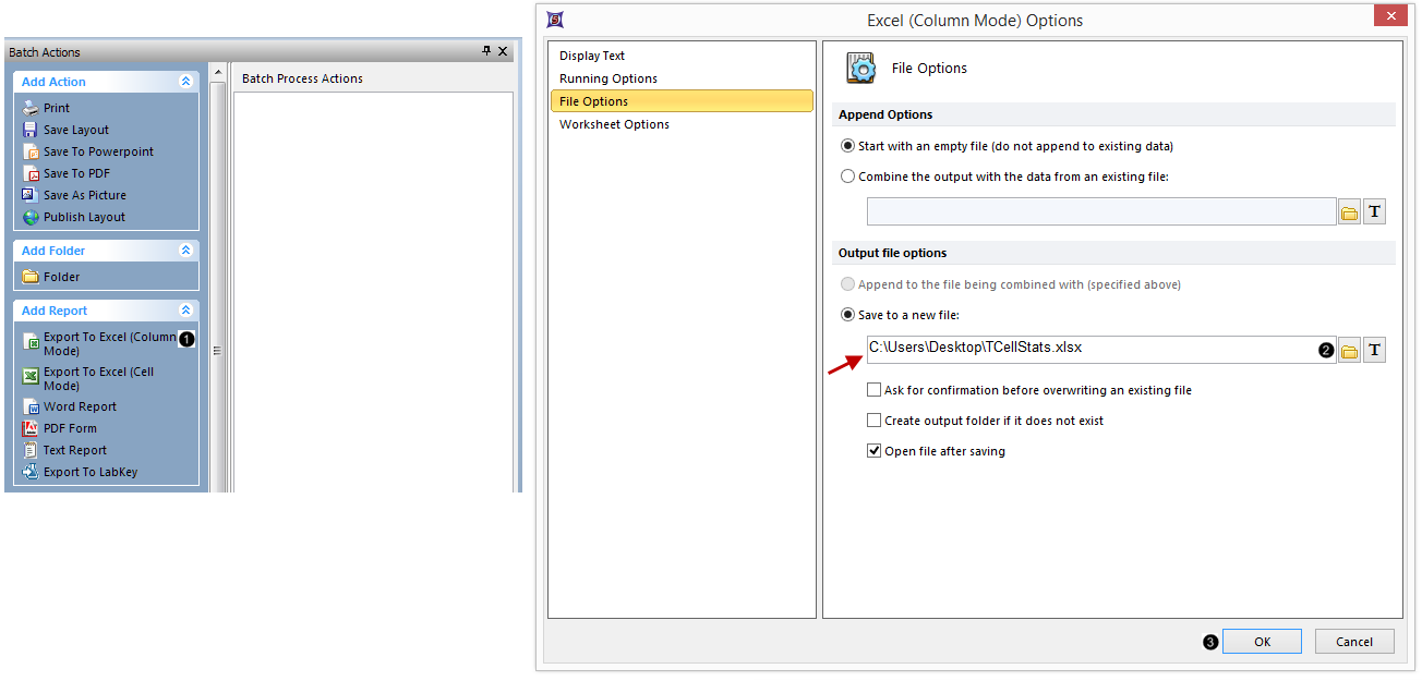 Figure T9.32  Excel (Column Mode) Options Dialog