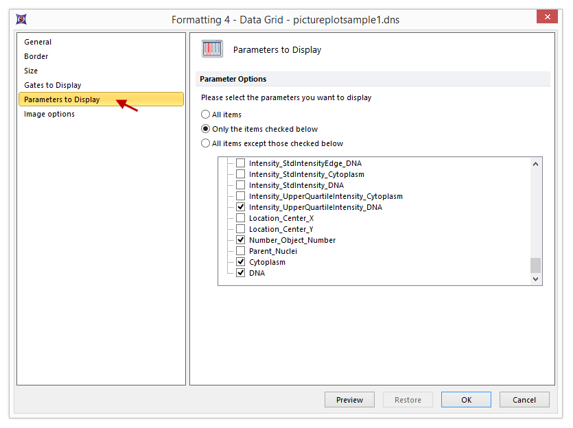 Figure T26.20  Formatting the Parameters to Display for the Data Grid