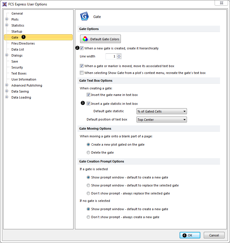 Figure T30.6  Adjusting gate preferences
