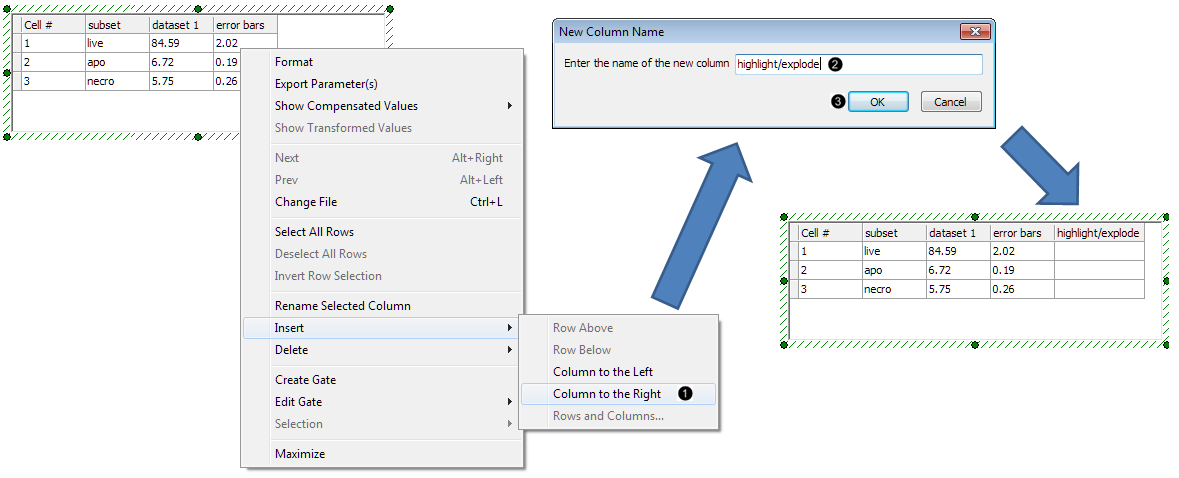 Figure 42.  Inserting a new column in a Custom Data Grid