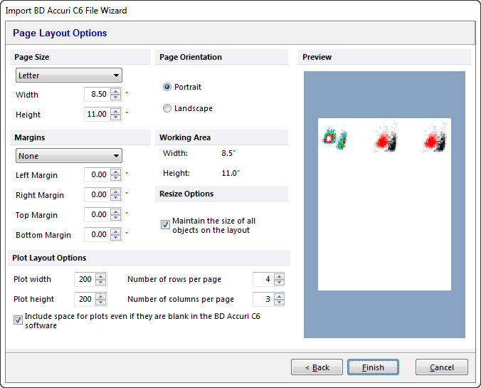 Figure 24.6  Import BD Accuri CFlow File Wizard - Page Layout Options