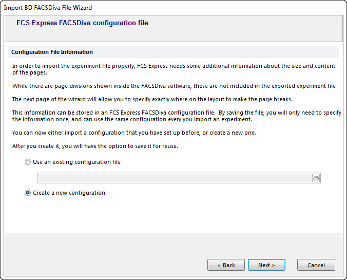 Figure 24.2  Import BD FACSDiva File Wizard - Configuration File