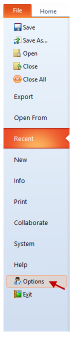 Figure T28.53  The FCS Express User Options button in the File tab.