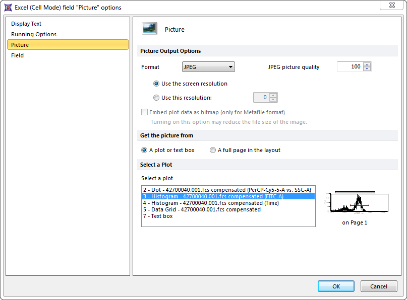 Figure 20.29  Excell (Cell Mode) Picture Options