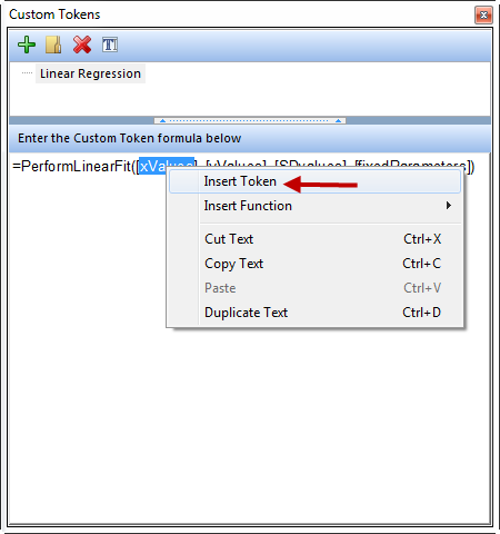 Figure 11.50  Inserting a Token into a Linear Regression Formula