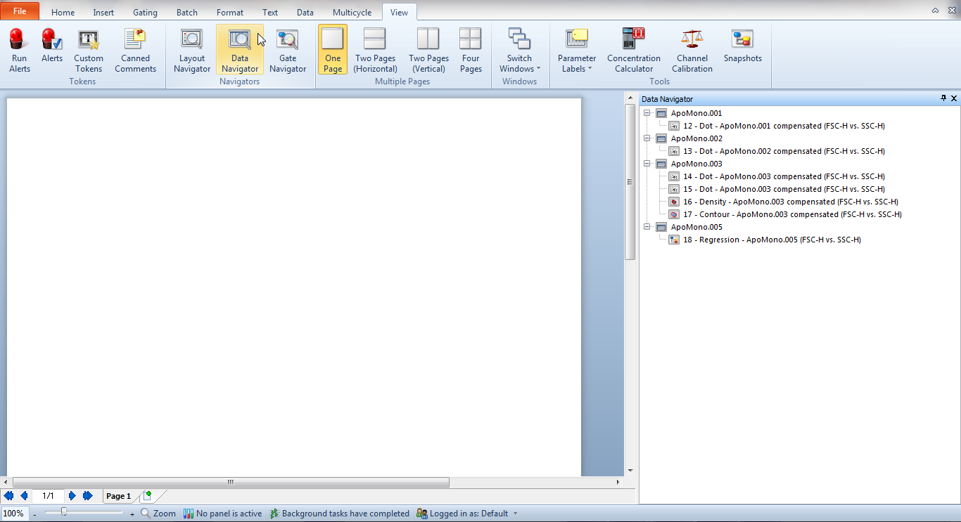 Figure 4.20  Data Navigator Window Docked to the Right