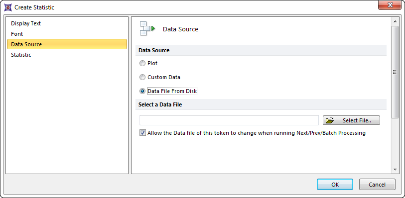 Figure 19.7  Create Statistic Dialog - Data Source - Data File from Disk