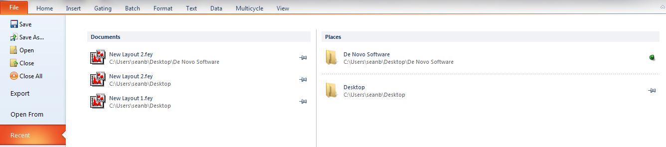 Figure 4.3  Recent Documents Appear on the Right