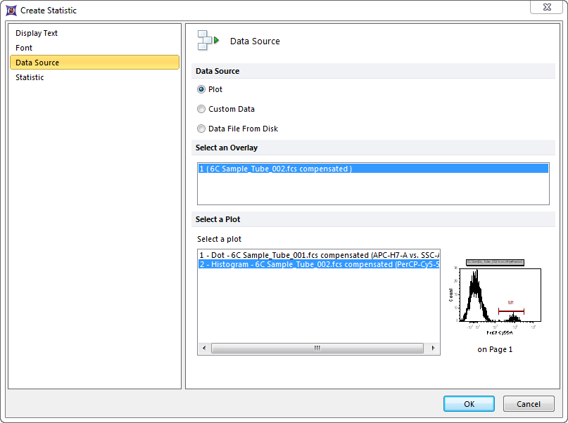 Figure 19.9  Create Statistic Dialog - Data Source Page