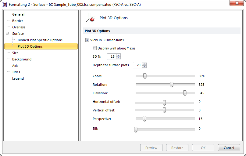 Figure 8.55  Formatting 3D Options for a Surface Plot
