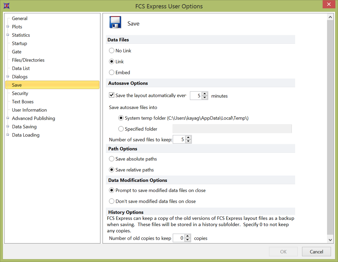 Figure 8.26  Save options