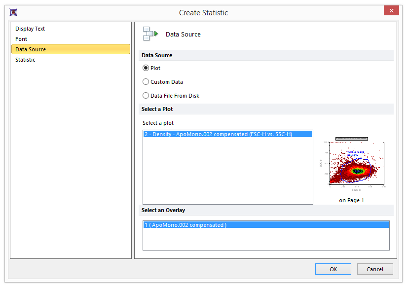 Figure T5.25  Create Statistic Dialog -- Data Source Category