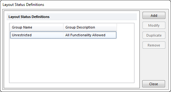 Figure 32.18  Layout Status Definitions Dialog